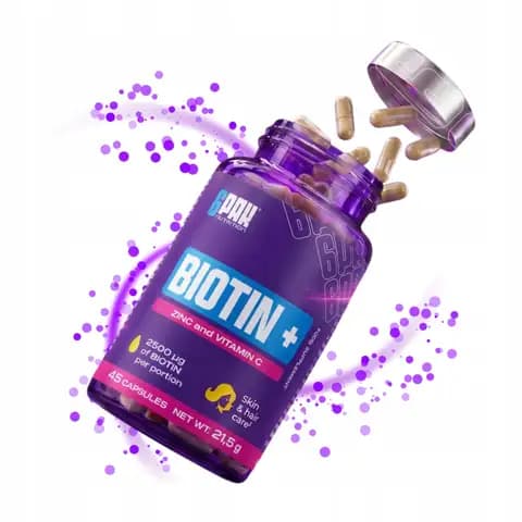 BIOTIN+ TREC 6PAK Nutrition włosy skóra 45 kapsułek witamina C cynk biotyna