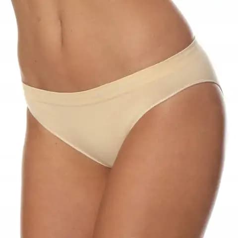 Majtki damskie bawełniane bezszwowe bikini BRUBECK COMFORT COTTON beżowe S