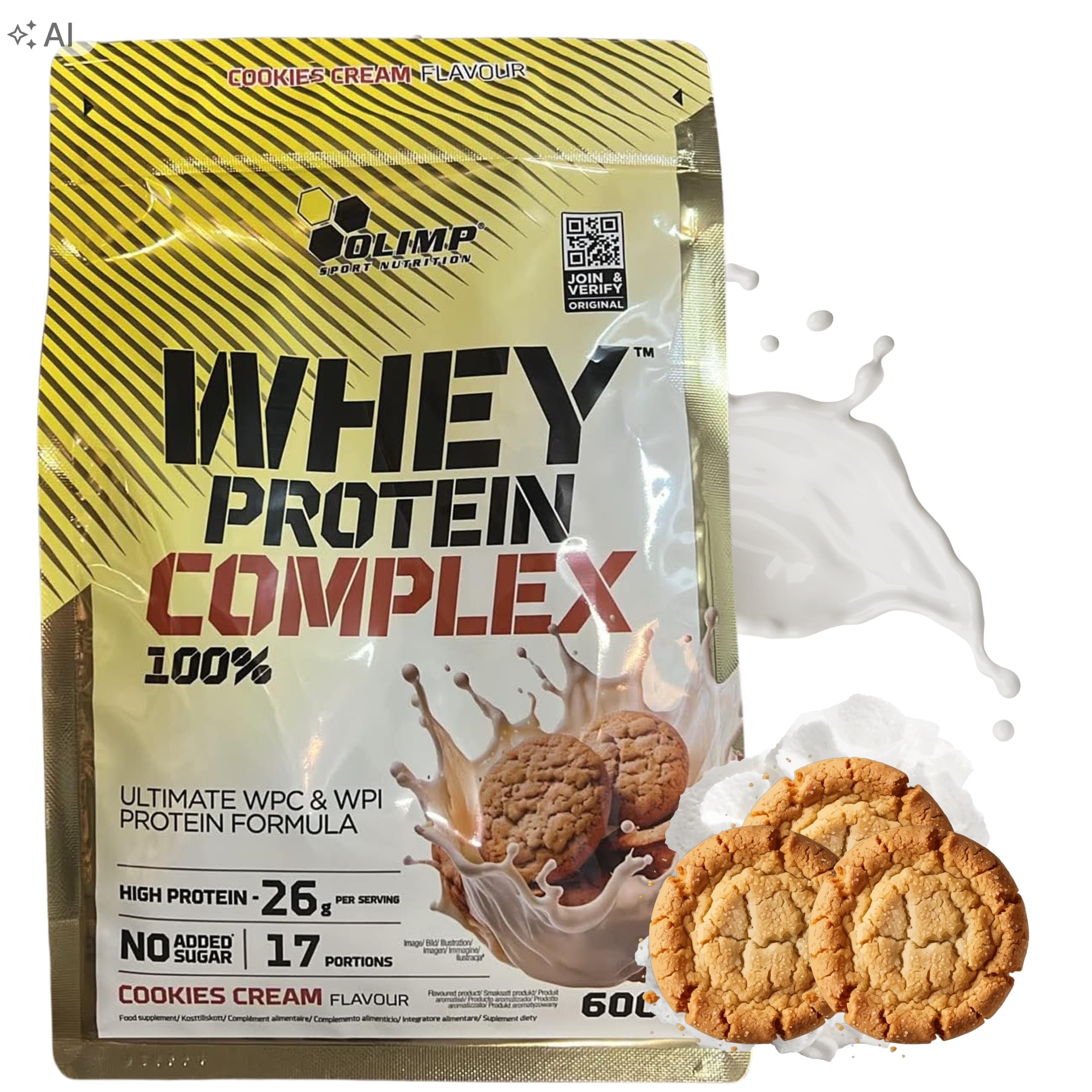 BIAŁKO WHEY WPC Olimp 100% protein 600g smak - ciastko z kremem