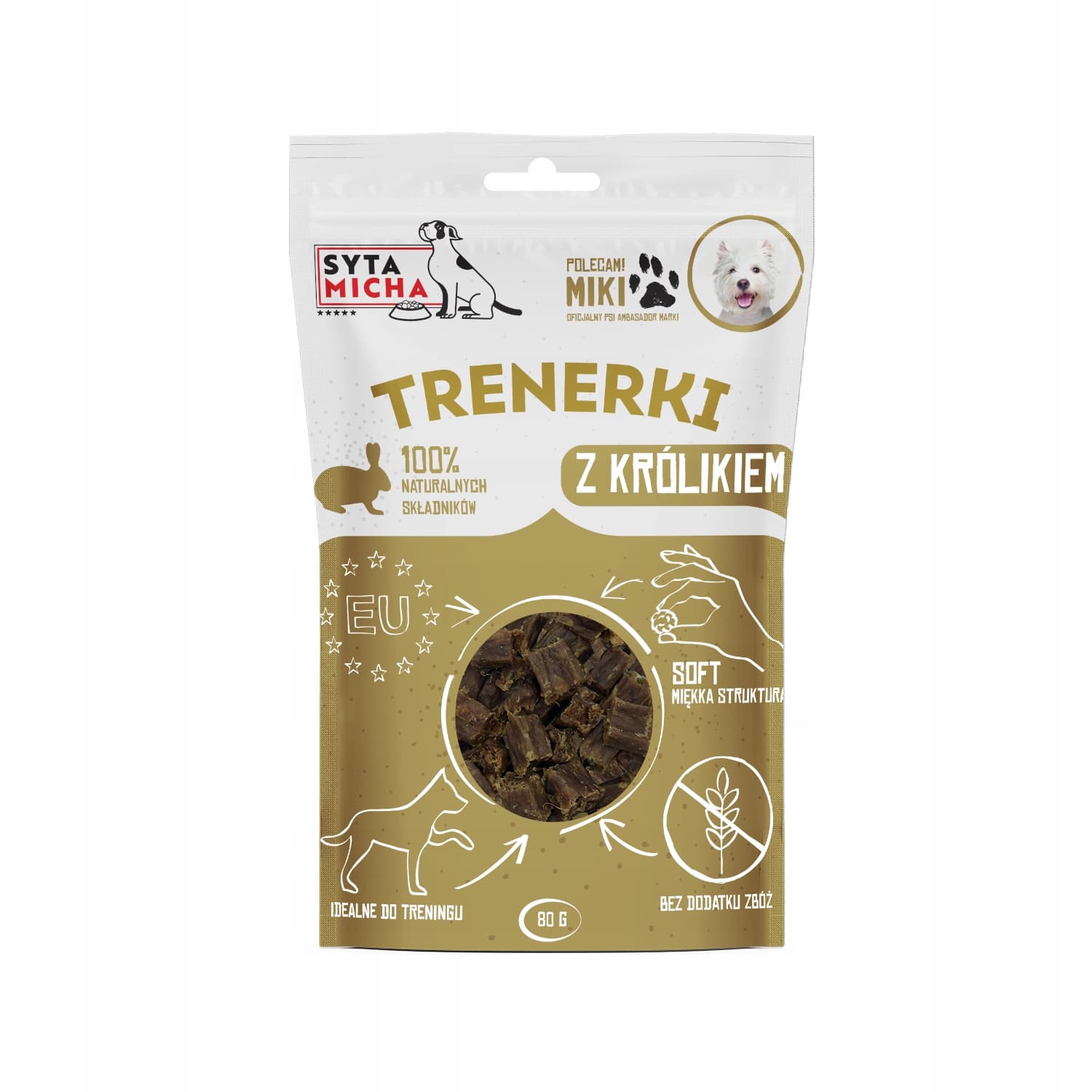 Przysmak treningowy dla psa Syta Micha Trenerki 99% królik prosty skład 80g