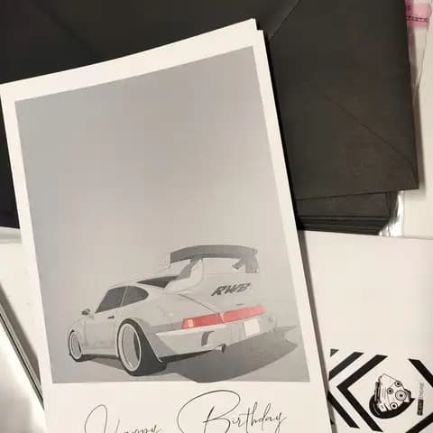 KARTKA URODZINOWA Porsche 993 Carrera RSR RWB