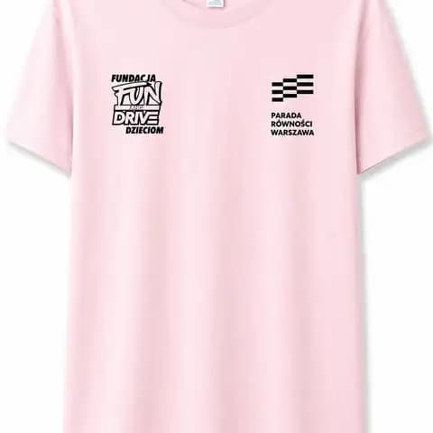 Różowa koszulka z krótkim rękawem unisex FUN AND DRIVE rozmiar S