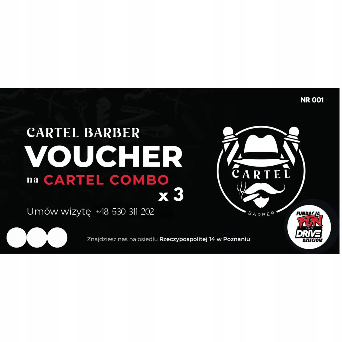 Voucher na usługę Cartel Combo Cartel Barber - Poznań - produkt Fundacji Fun and Drive Dzieciom