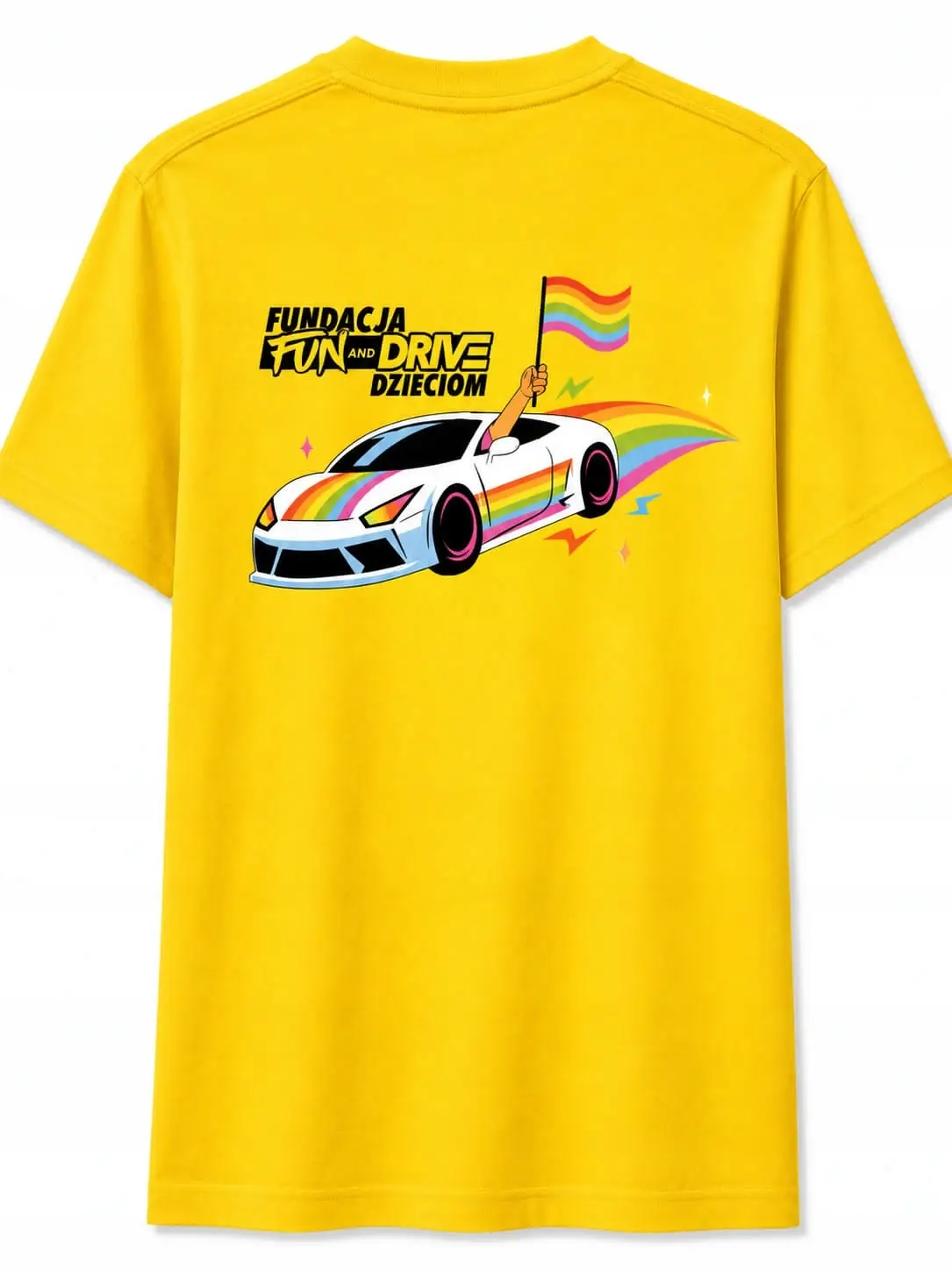 Żółta koszulka z krótkim rękawem unisex FUN AND DRIVE auto - zdjęcie 2